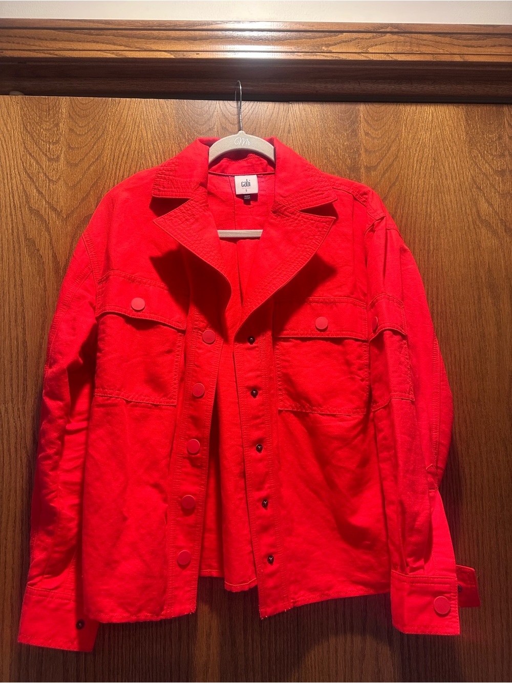 Cabi Detour Jacket #6468 Ruby Red Utility Jacket Size S